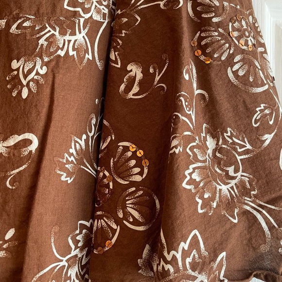 Chocolate Brown Floral Skirt - Picture 2 of 6